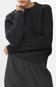 MANGO Cable Crewneck Lounge Sweater