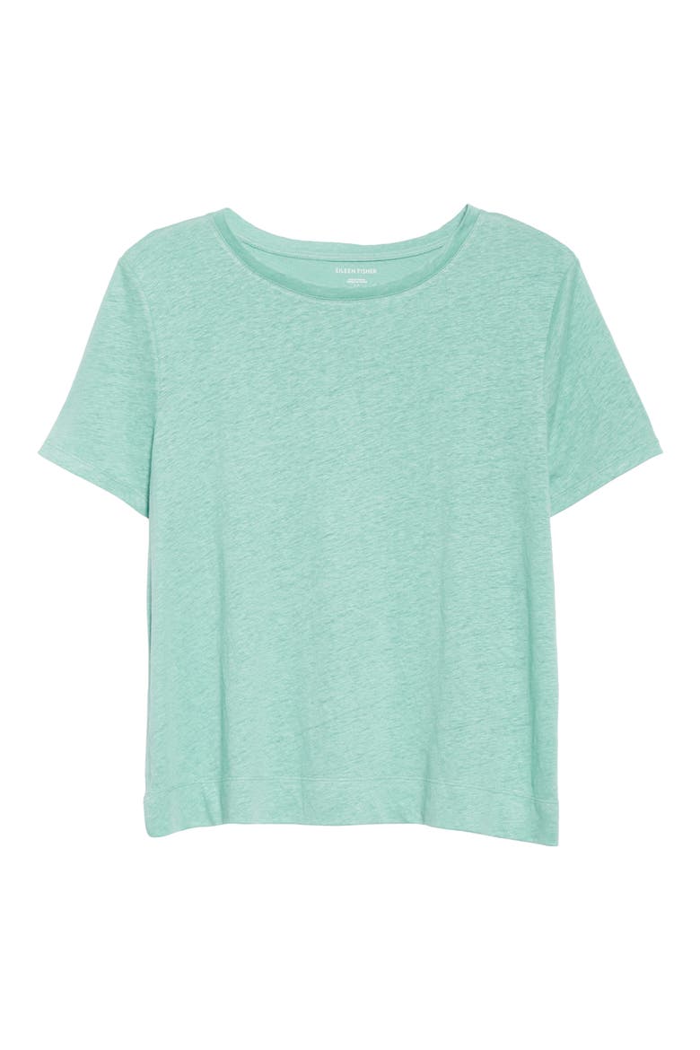 Crewneck Organic Linen Tee, Alternate, color, CALYPSO