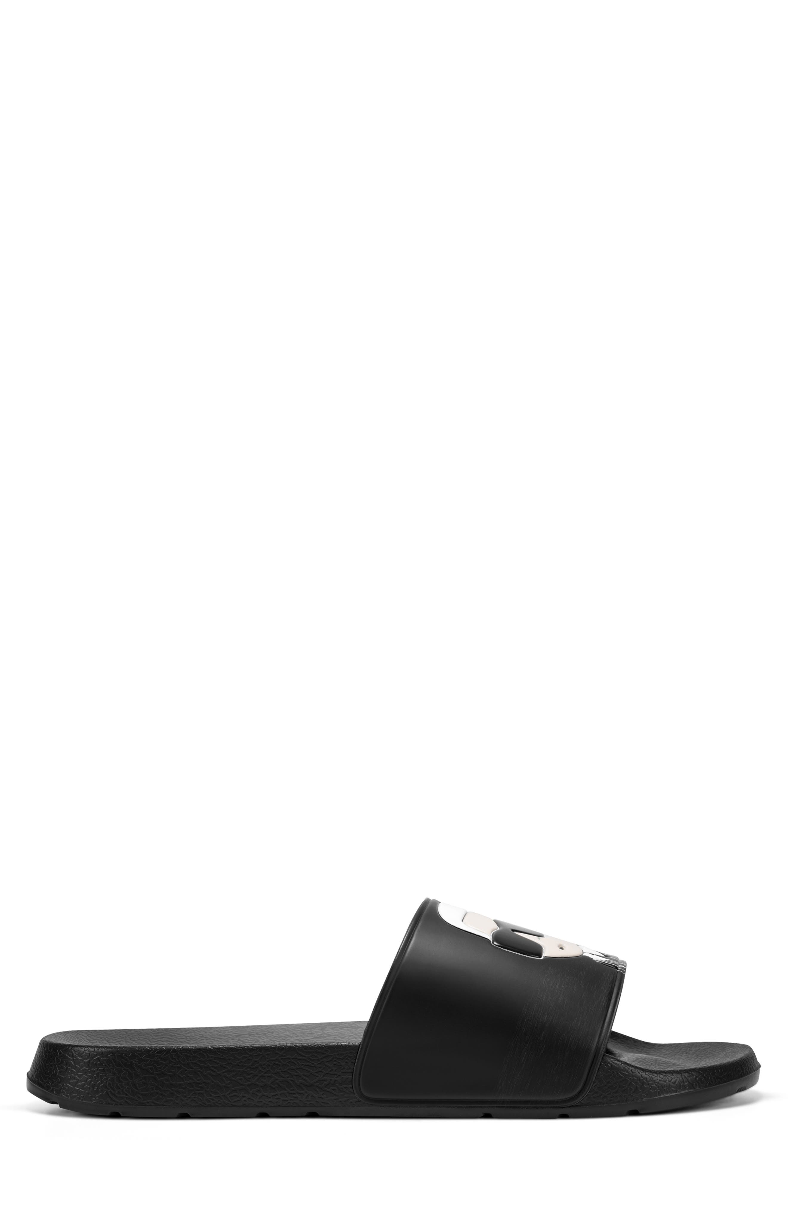 KARL LAGERFELD PARIS Karl Head Slide Sandal, Alternate, color, Black