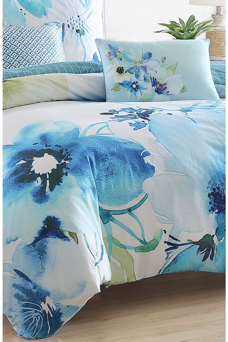 Watercolor 5-Piece Reversible Comforter Set, Alternate, color, BLUE