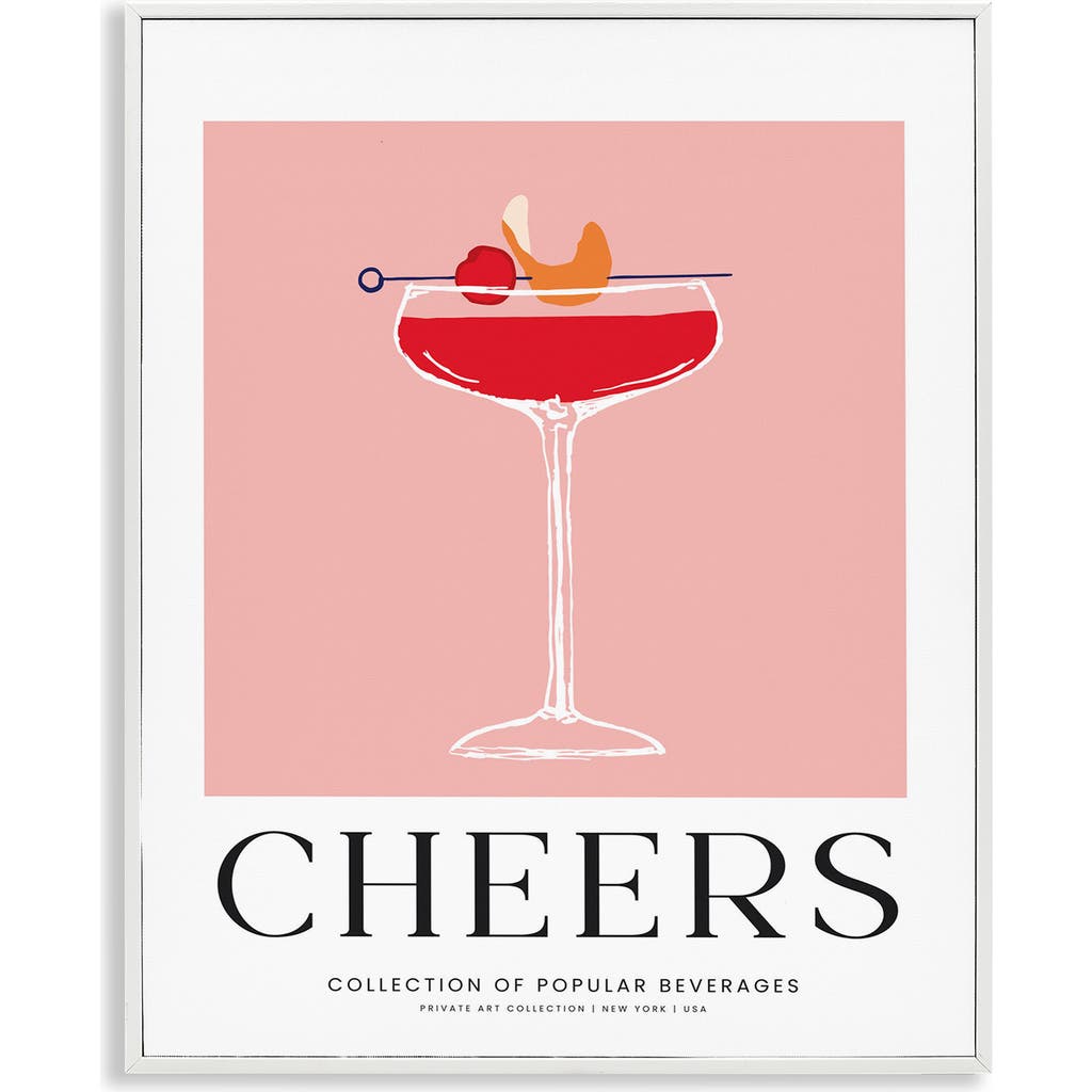 Stupell Industries Cheers Cocktail Framed Art Print In Pink