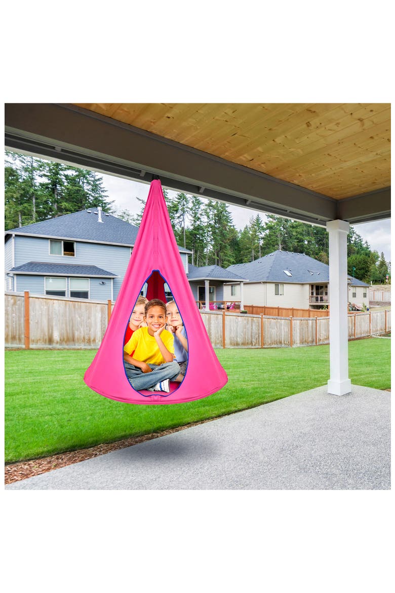 Kids Hanging Nest Swing, Alternate, color, PINK