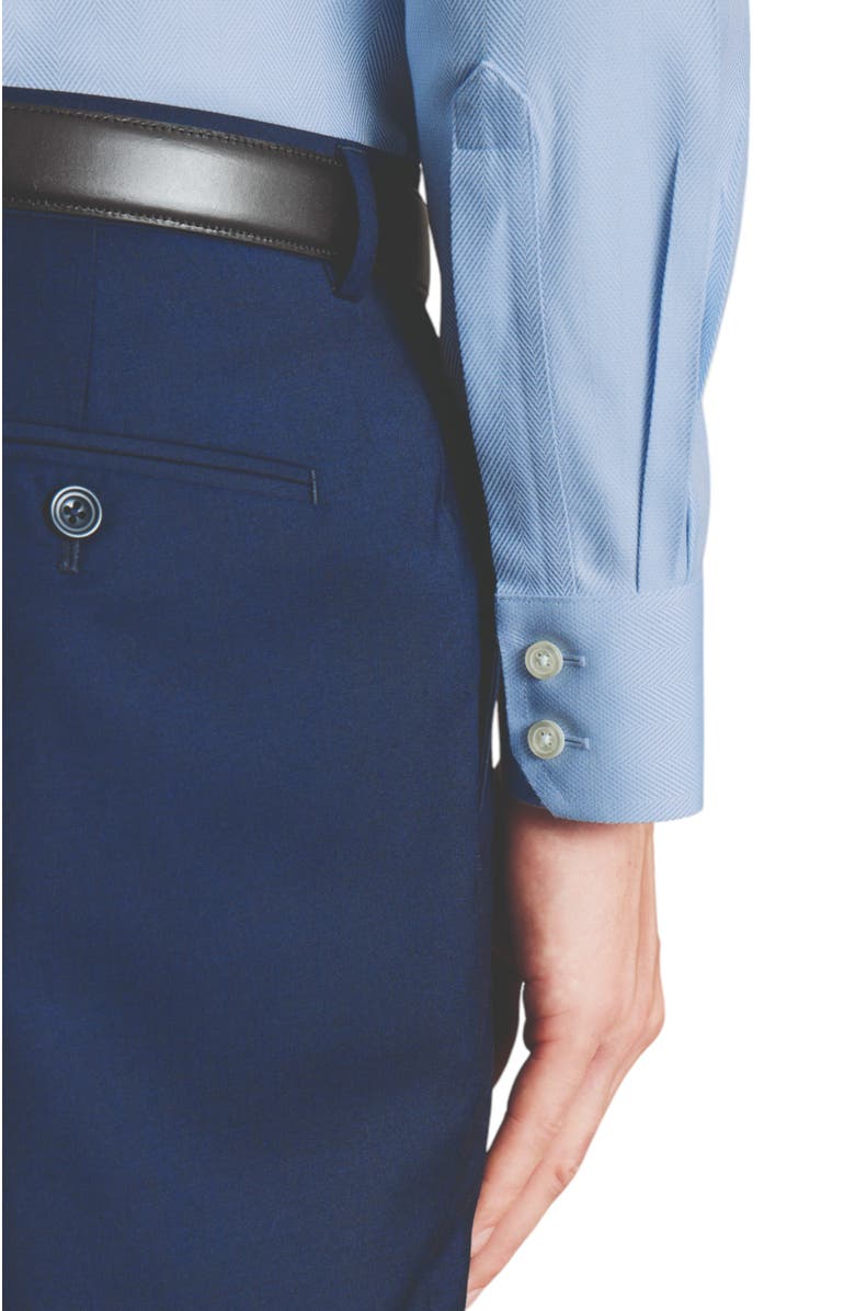 Charles Tyrwhitt Cutaway Collar Non-Iron Herringbone Shirt, Alternate, color, Blue