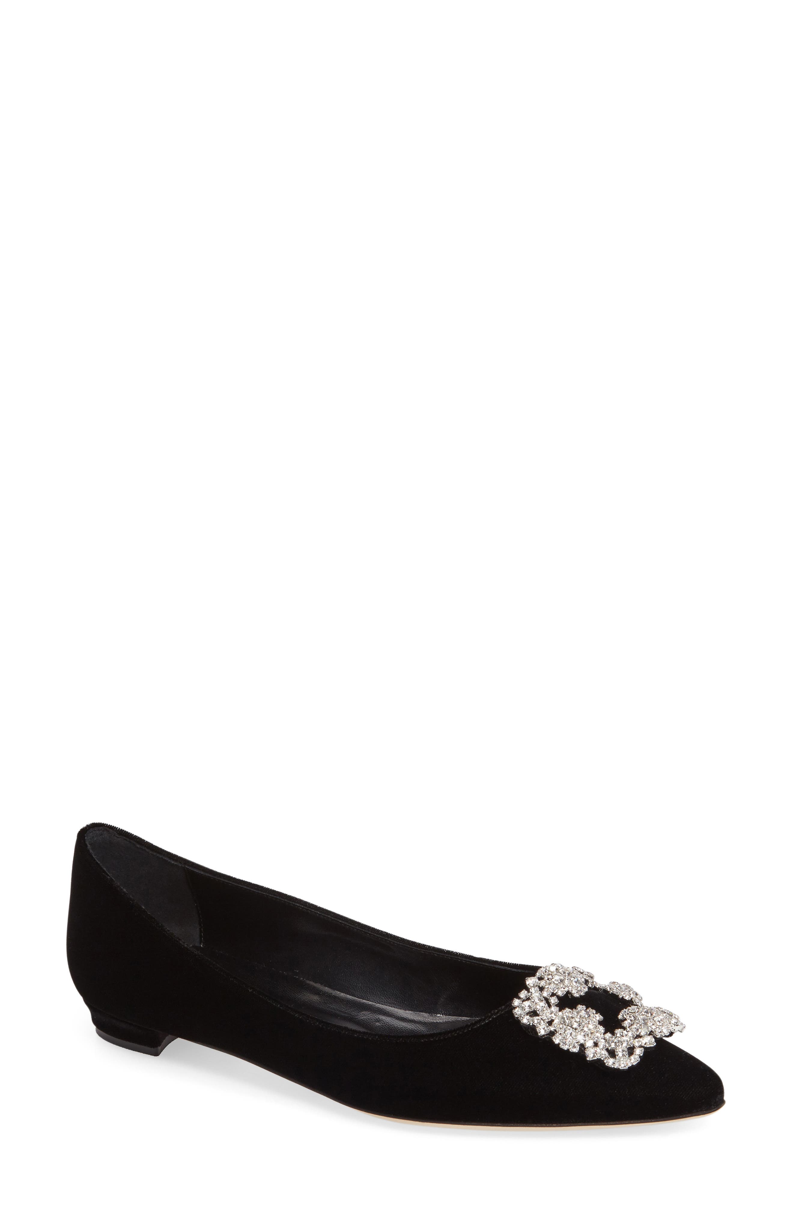 Hangisi Pointed Toe Flat, Main, color, BLACK VELVET