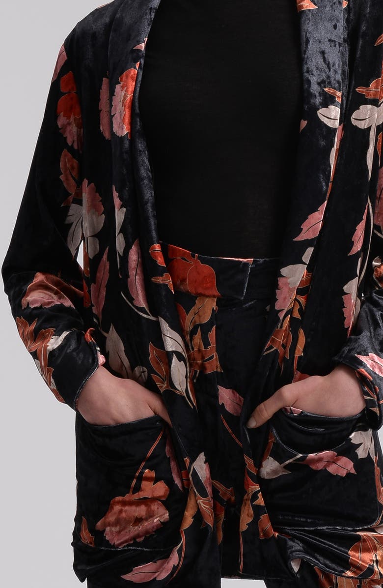 Molly Bracken Floral Oversize Velvet Blazer, Alternate, color, 