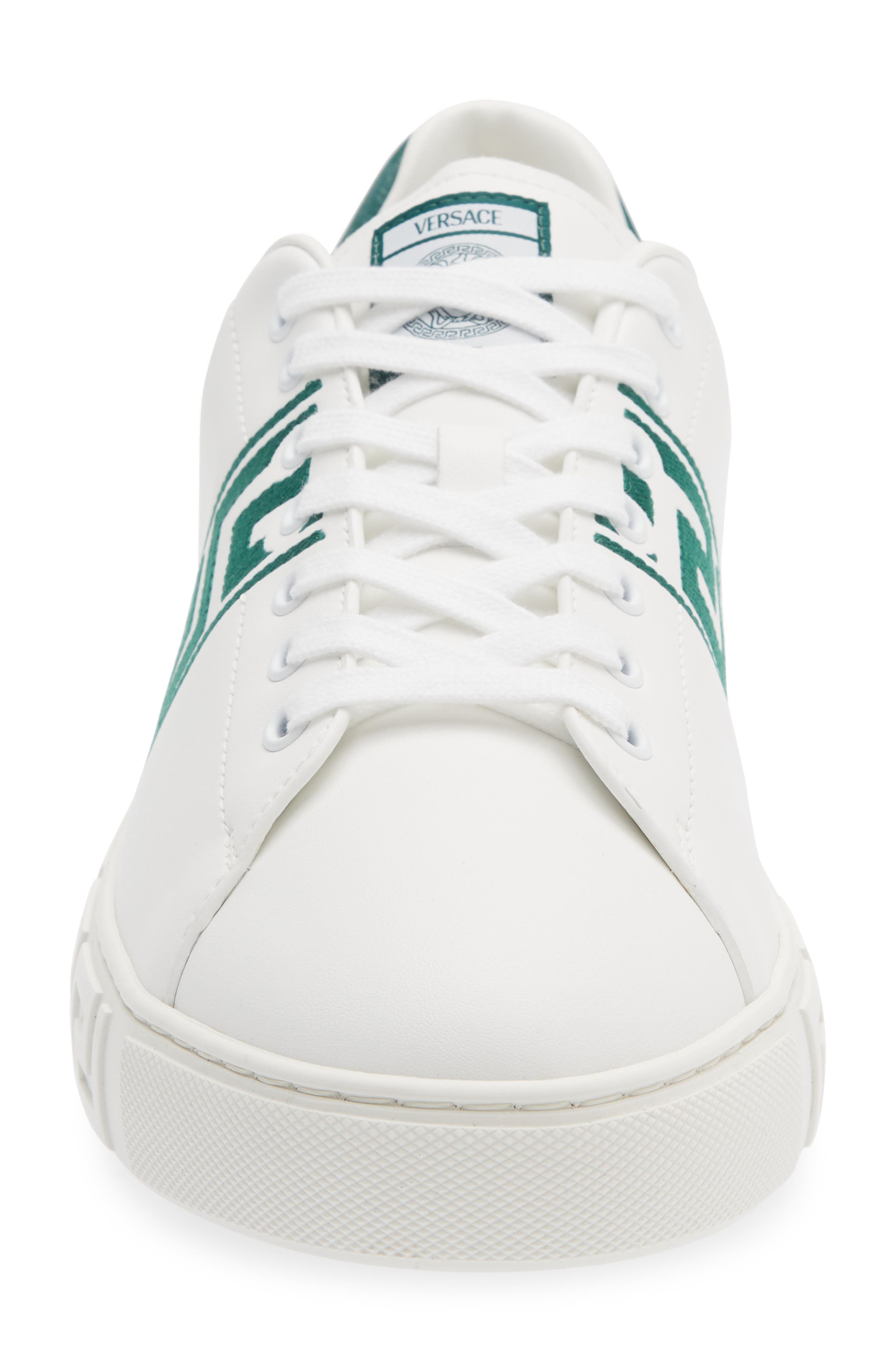 Versace Barocco Greca Jacquard Low Top Sneaker, Alternate, color, White/ Bosco Green