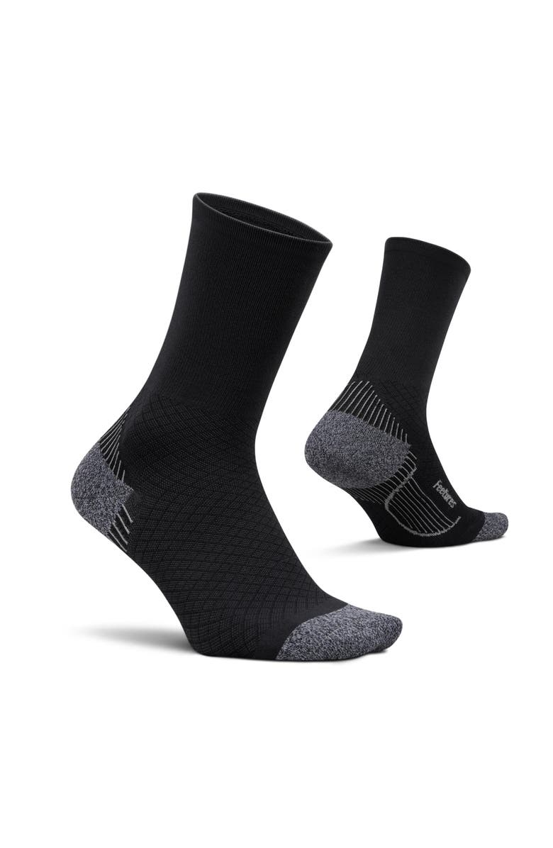 Feetures Plantar Fasciitis Relief Light Cushion Mini Crew Targeted Arch & Plantar Fascia Support, Main, color, Black