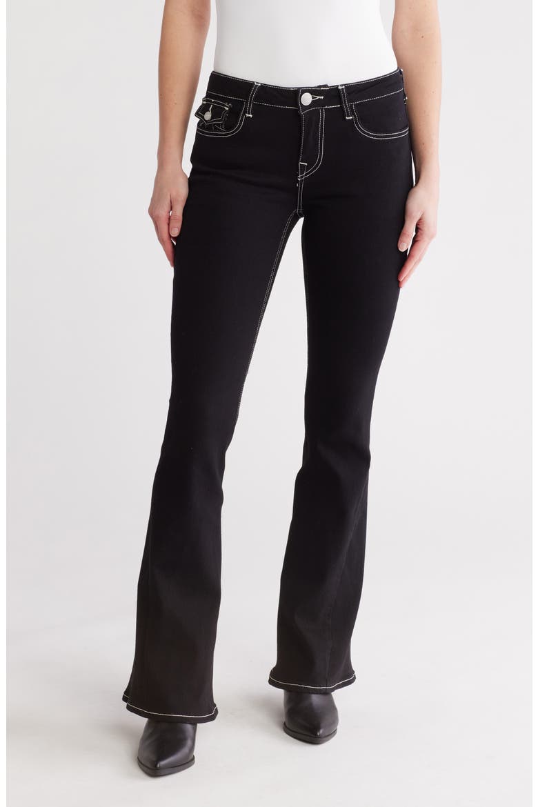 Joey Flap Pocket Flare Leg Jeans, Main, color, RINSE BLACK