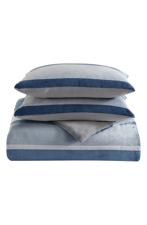 Linden Stripe Plush Comforter Set