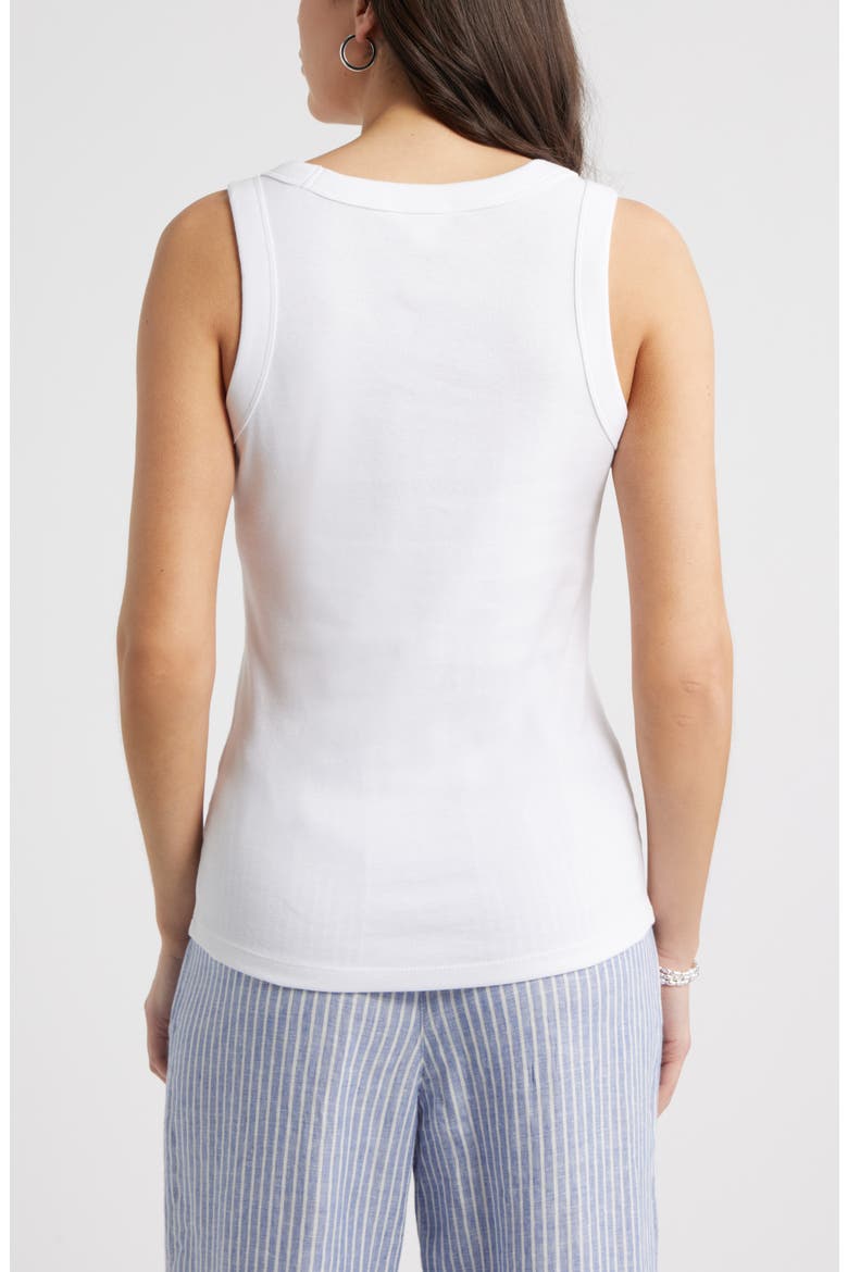 Scoop Neck Rib Cotton Tank, Alternate, color, WHITE