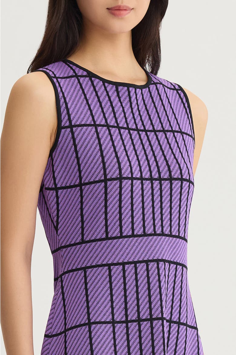 A-Line Grid Knit Midi Dress, Alternate, color, Sunset Purple/Black