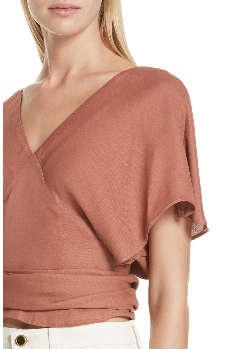 Dalil Wrap Top, Alternate, color, TERRACOTTA