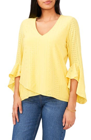 Vince Camuto Bell Sleeve Eyelet Blouse