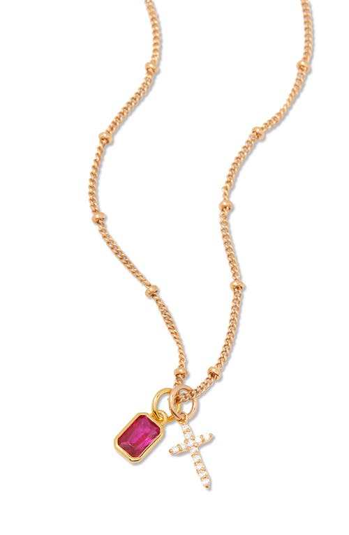 Brook & York Brook And York Josephine Cross & Birthday Pendant Necklace In Gold July