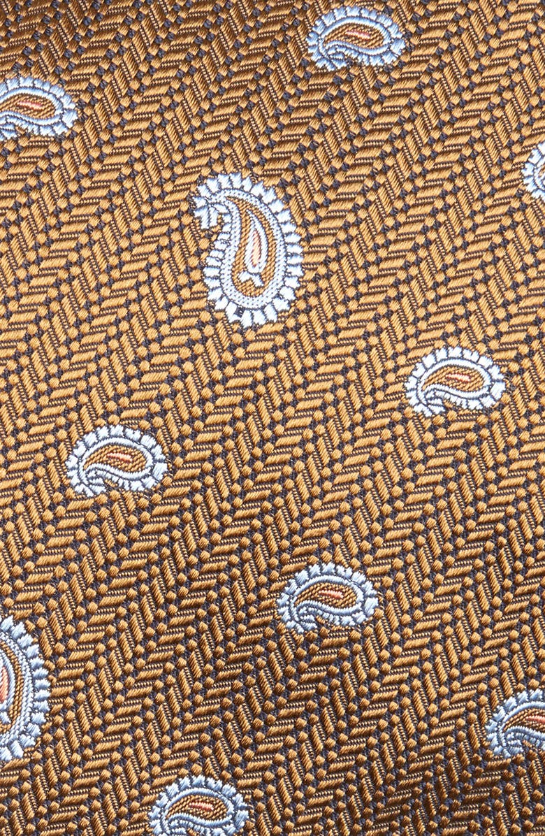 Brioni Paisley Silk Tie, Alternate, color, Ochre/ Old Rose