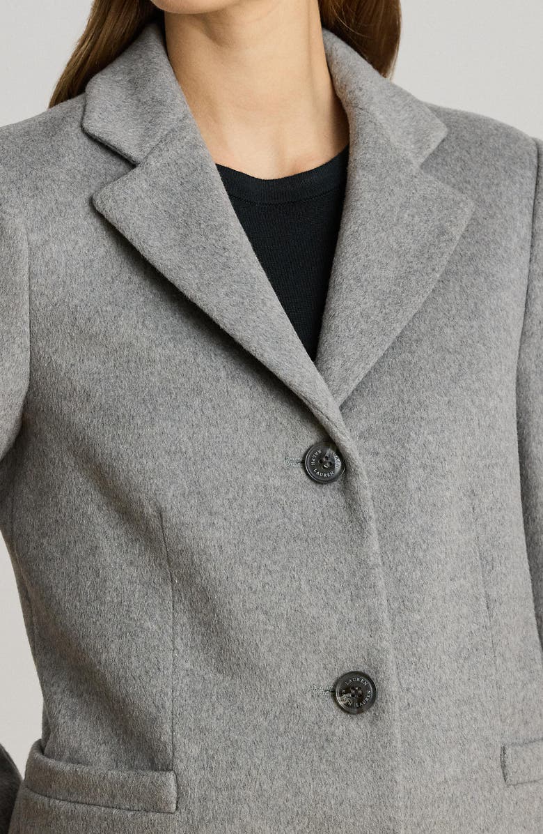 Lauren Ralph Lauren Longline Wool Blend Coat, Alternate, color, Light Heather Grey