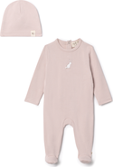 Bebe Bella Girl Bunny Print Modal Jersey Romper with Matching Hat