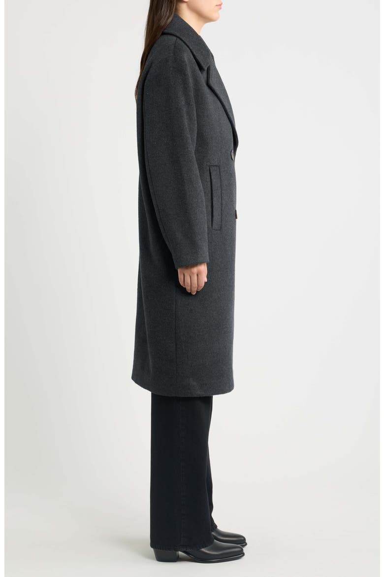 Relaxed Double Breasted Coat, Alternate, color, DK HEATHER GREY