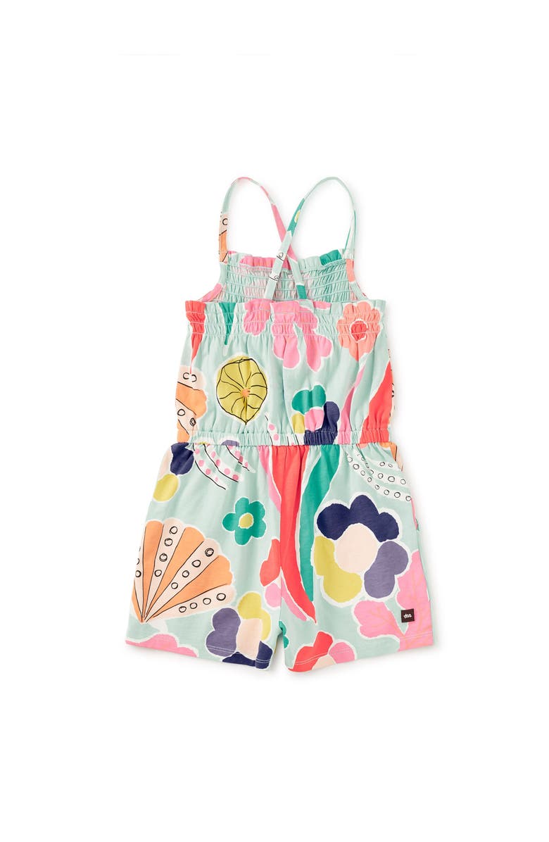 Tea Collection Smocked Strappy Romper, Alternate, color, Sea Floral