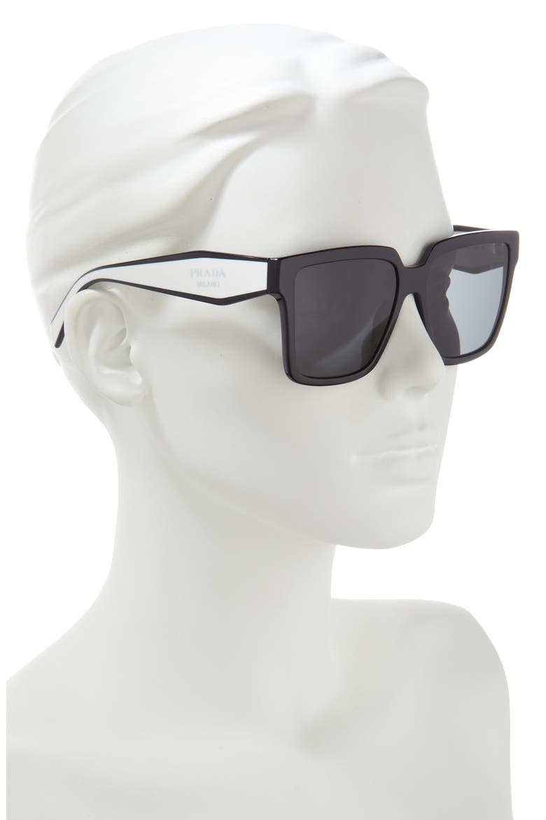 56mm Square Sunglasses, Alternate, color, BLACK
