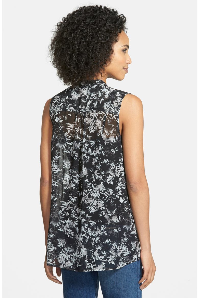 Split Neck Sleeveless Blouse, Alternate, color, BLACK- GREY ZEN FLORAL