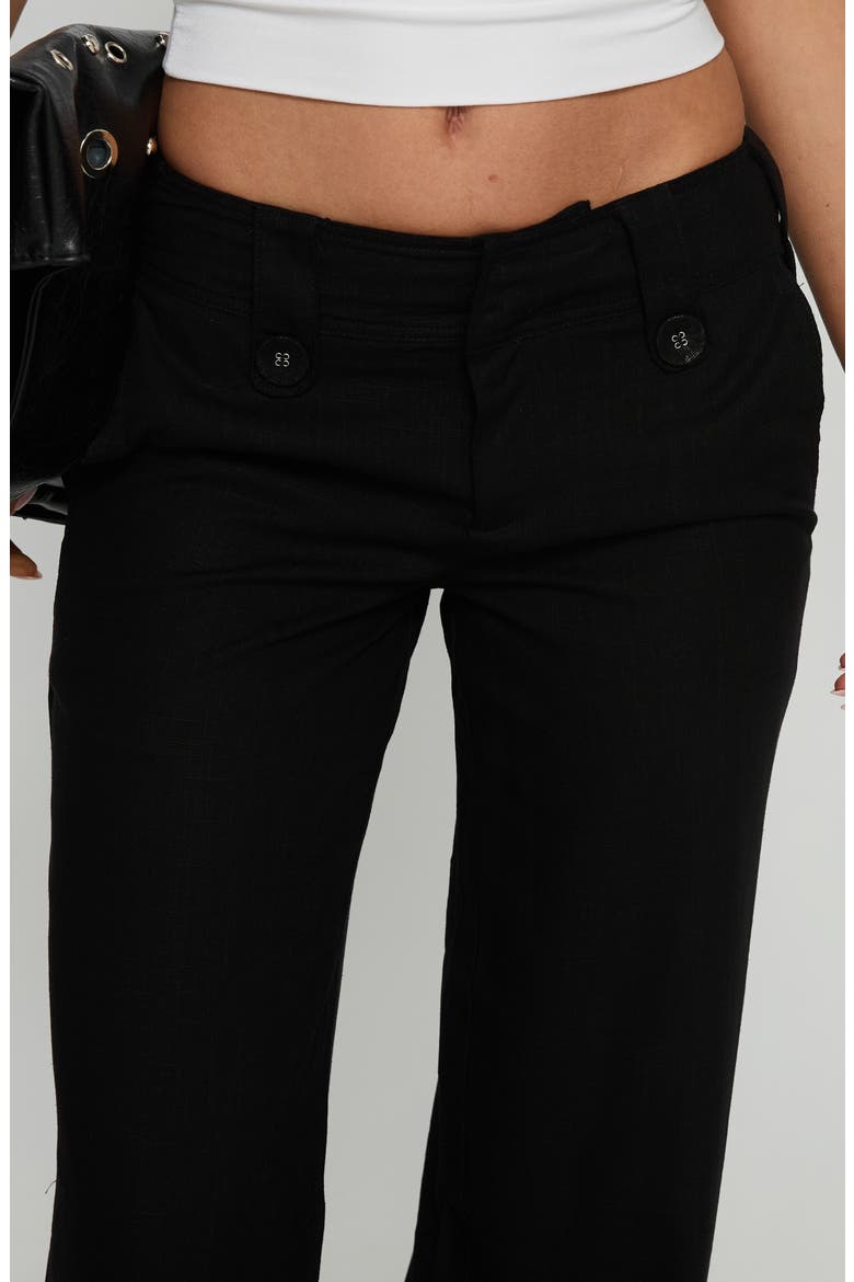 Pedra Low Rise Cotton & Linen Wide Leg Pants, Alternate, color, BLACK