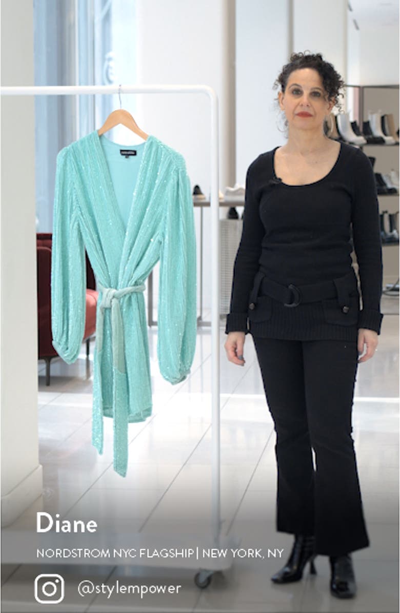 Gabrielle Metallic Long Sleeve Wrap Dress, sales video thumbnail