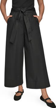 Donna Karan New York Mid Rise Wide Leg Crop Stretch Cotton Pants
