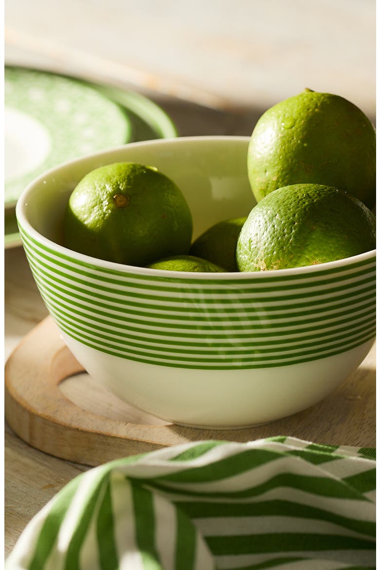 Newport Verde Stripe Cereal Bowl  - Porcelain - Set 4, Alternate, color, GREEN