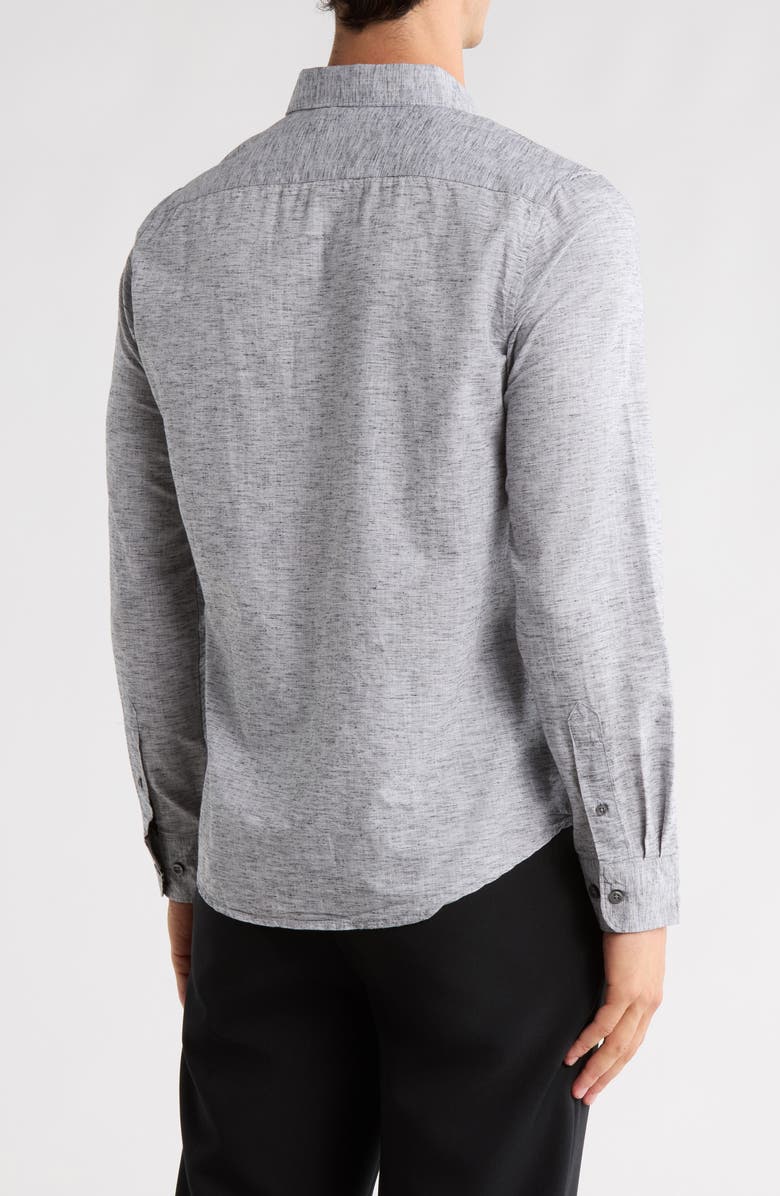 DENIM AND FLOWER Mélange Button-Up Shirt, Alternate, color, Charcoal