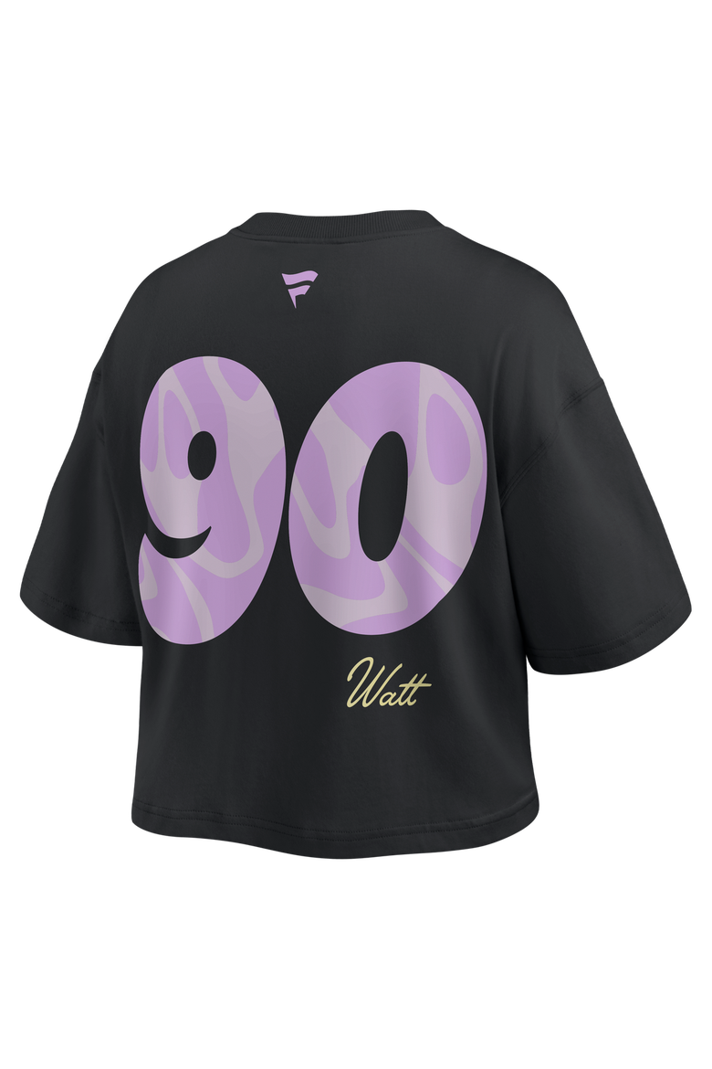 Women's Fanatics T.J. Watt Black Pittsburgh Steelers Fashion Cropped T-Shirt, Alternate, color, Black