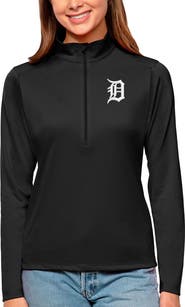 ANTIGUA Women's Antigua Black Detroit Tigers Tribute Quarter-Zip Pullover Top