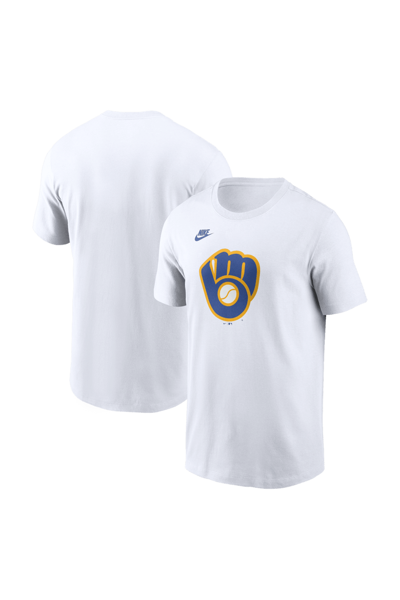 Men's Nike White Milwaukee Brewers Cooperstown Collection Logo T-Shirt, Main, color, White