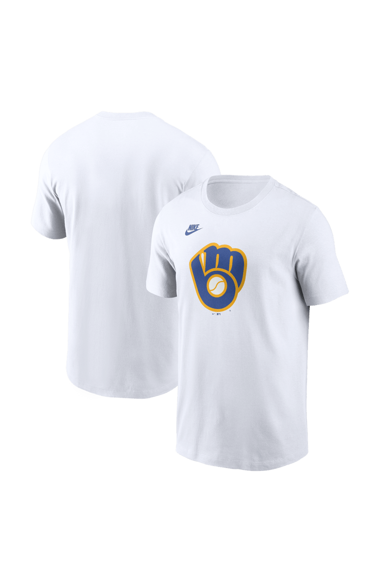 Nike Men's Nike White Milwaukee Brewers Cooperstown Collection Logo T-Shirt, Main, color, White