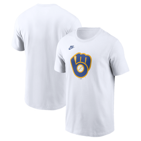 Men's Nike White Milwaukee Brewers Cooperstown Collection Logo T-Shirt