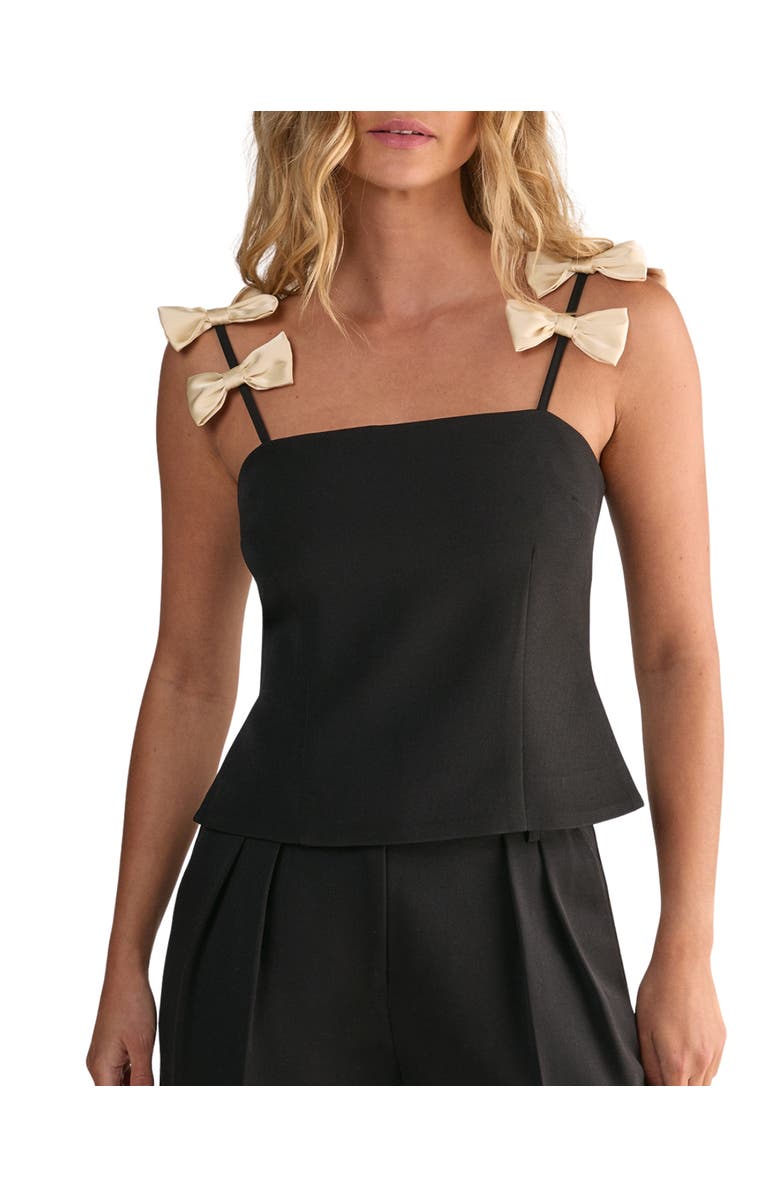 NASTY GAL Contrast Bow Tailored Top, Alternate, color, Black