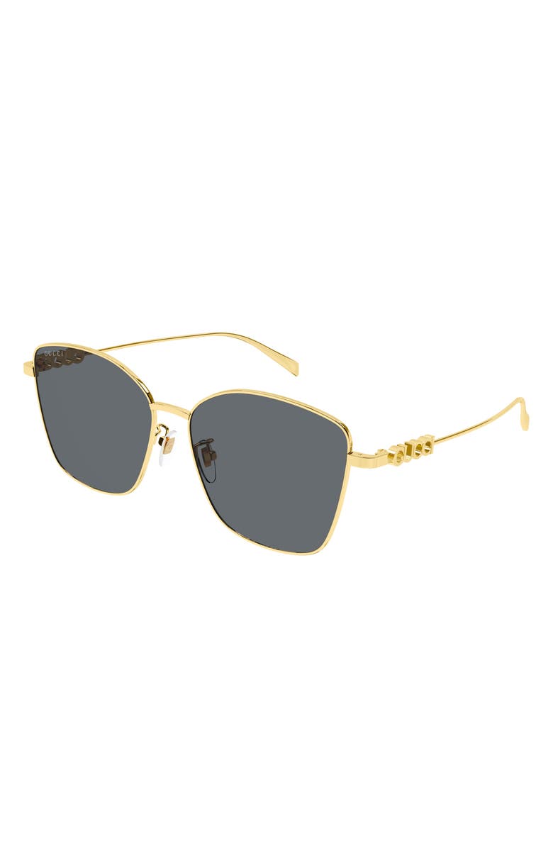 Gucci 60mm Butterfly Sunglasses, Alternate, color, Gold