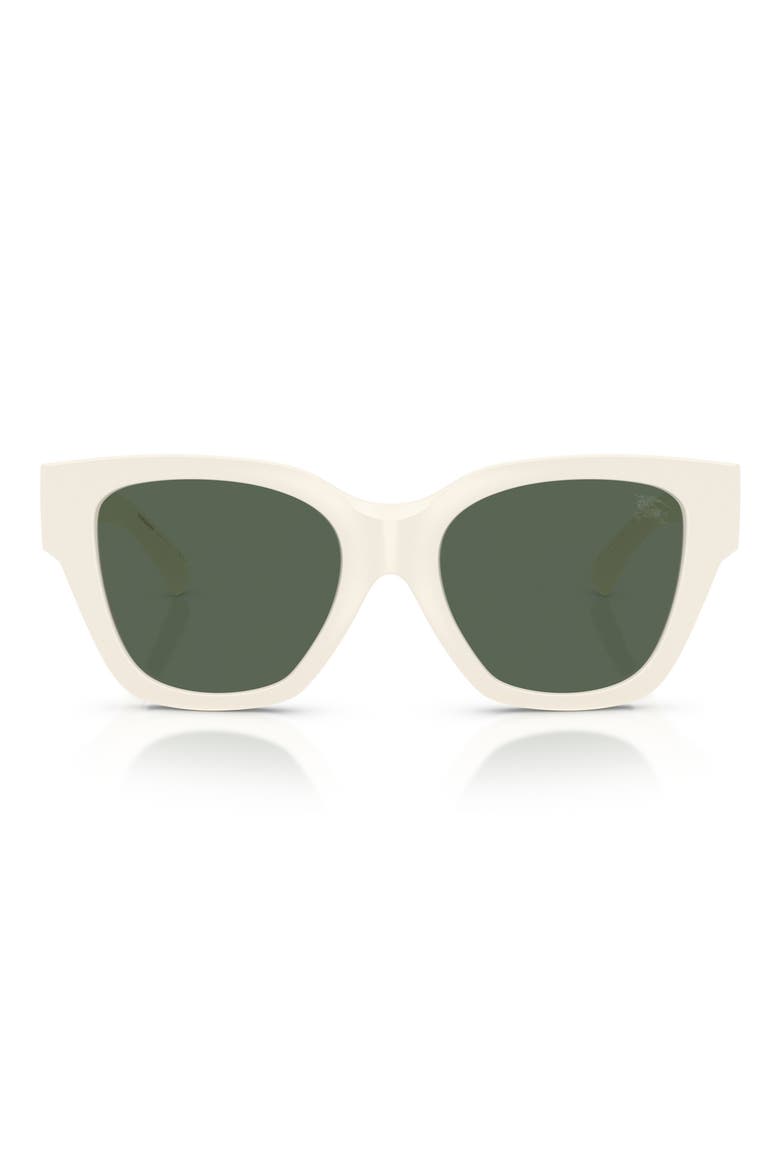 53mm Square Sunglasses, Main, color, WHITE / DARK GREEN