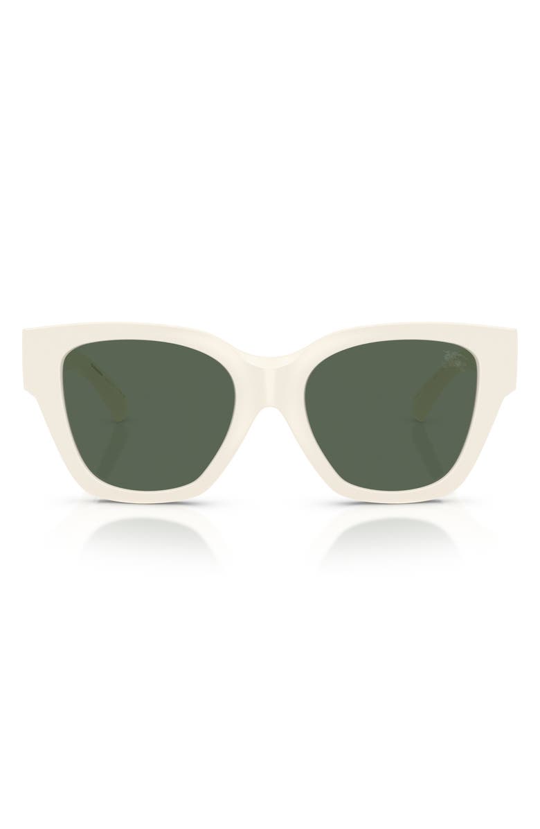 Burberry 53mm Square Sunglasses, Main, color, White / Dark Green