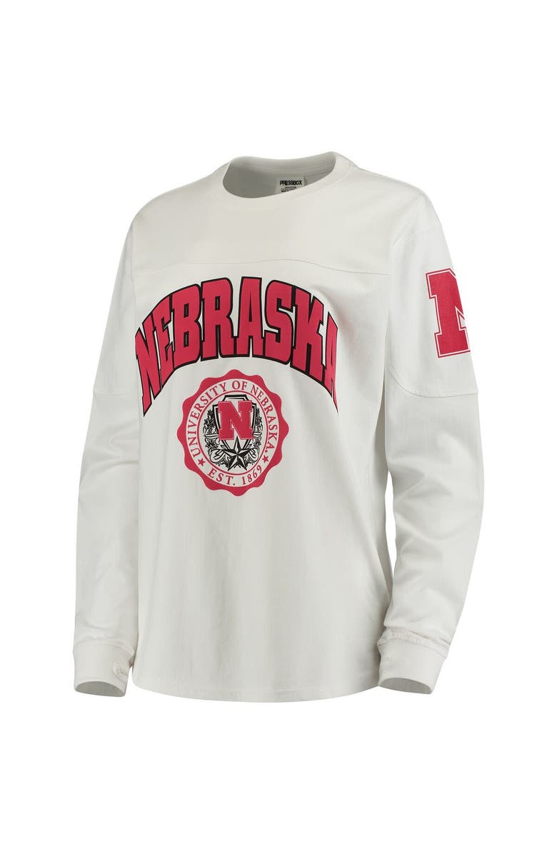 PRESSBOX Women's White Nebraska Huskers Edith Long Sleeve T-Shirt, Main, color, 