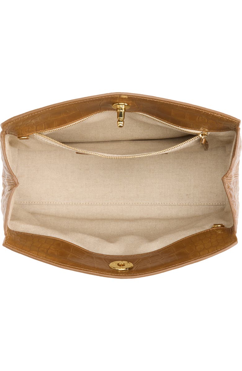 LIFFNER Pushlock Croc Embossed Leather Clutch, Alternate, color, Nougat