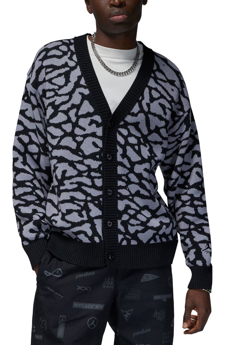 Jordan Elephant Pattern Cardigan, Main, color, 