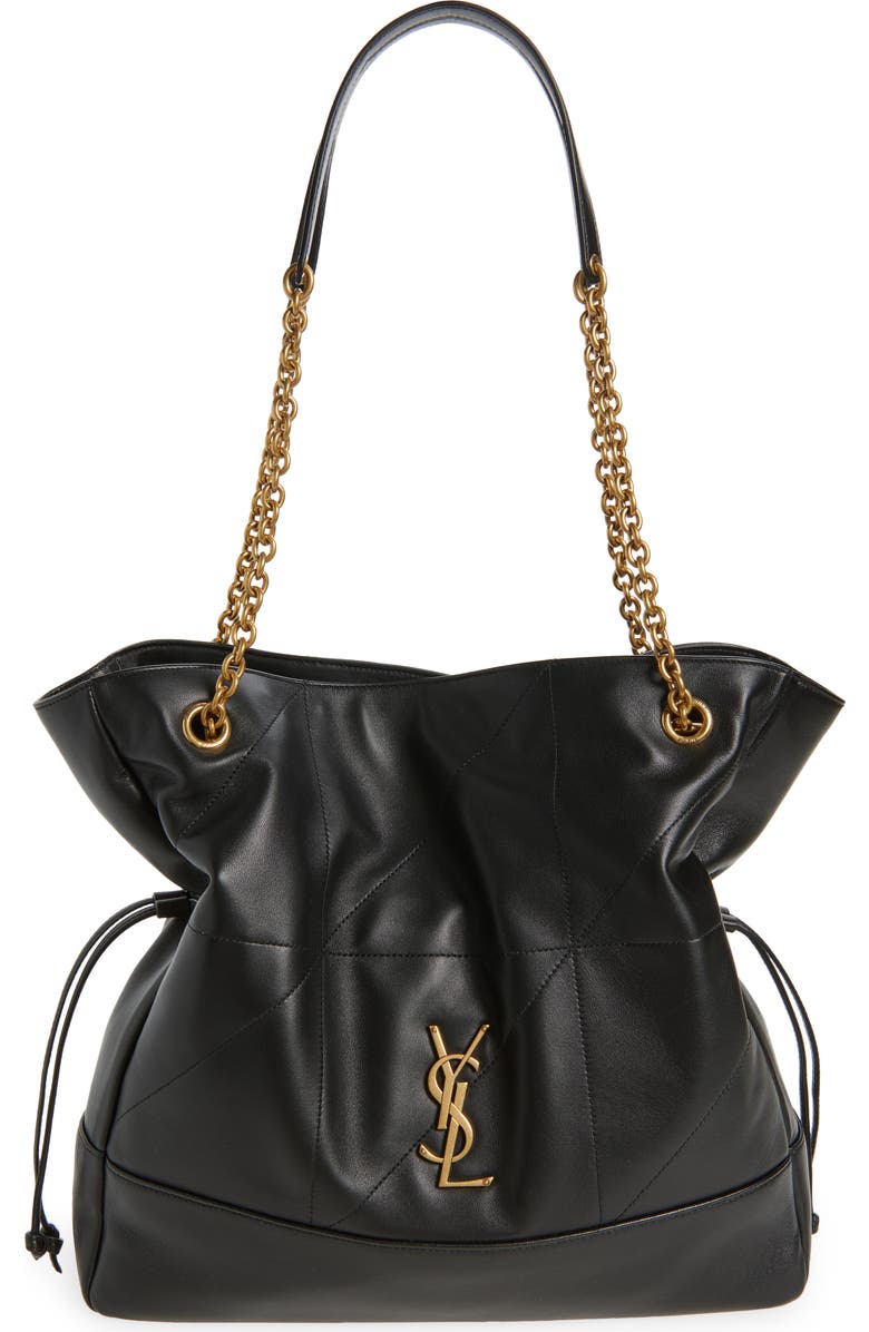 Saint Laurent Jamie 4.3 Patchwork Leather Shopper, Main, color, Noir