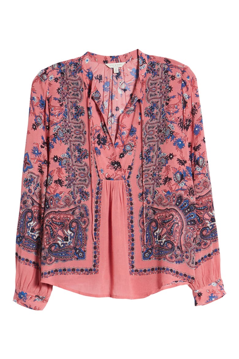 Paisley & Floral Peasant Top, Alternate, color, PINK MULTI