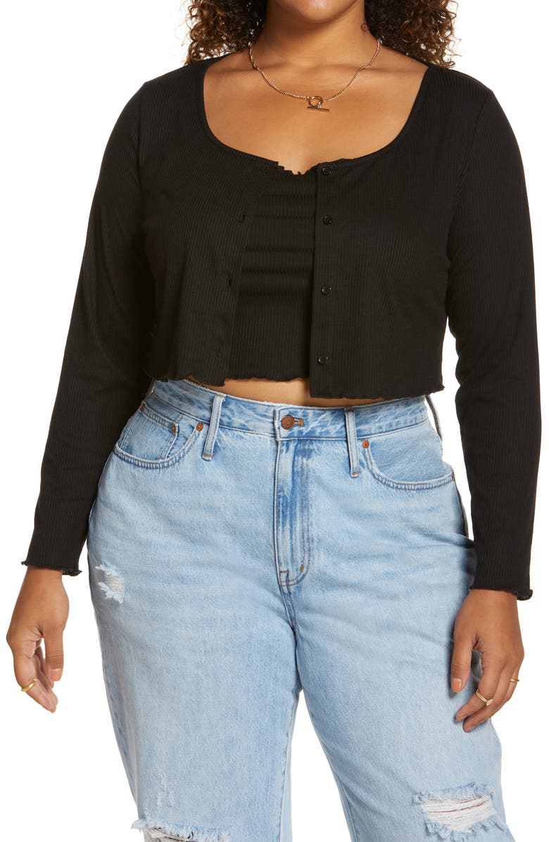 BP. Cropped Rib Cardigan & Camisole Set, Main, color, 