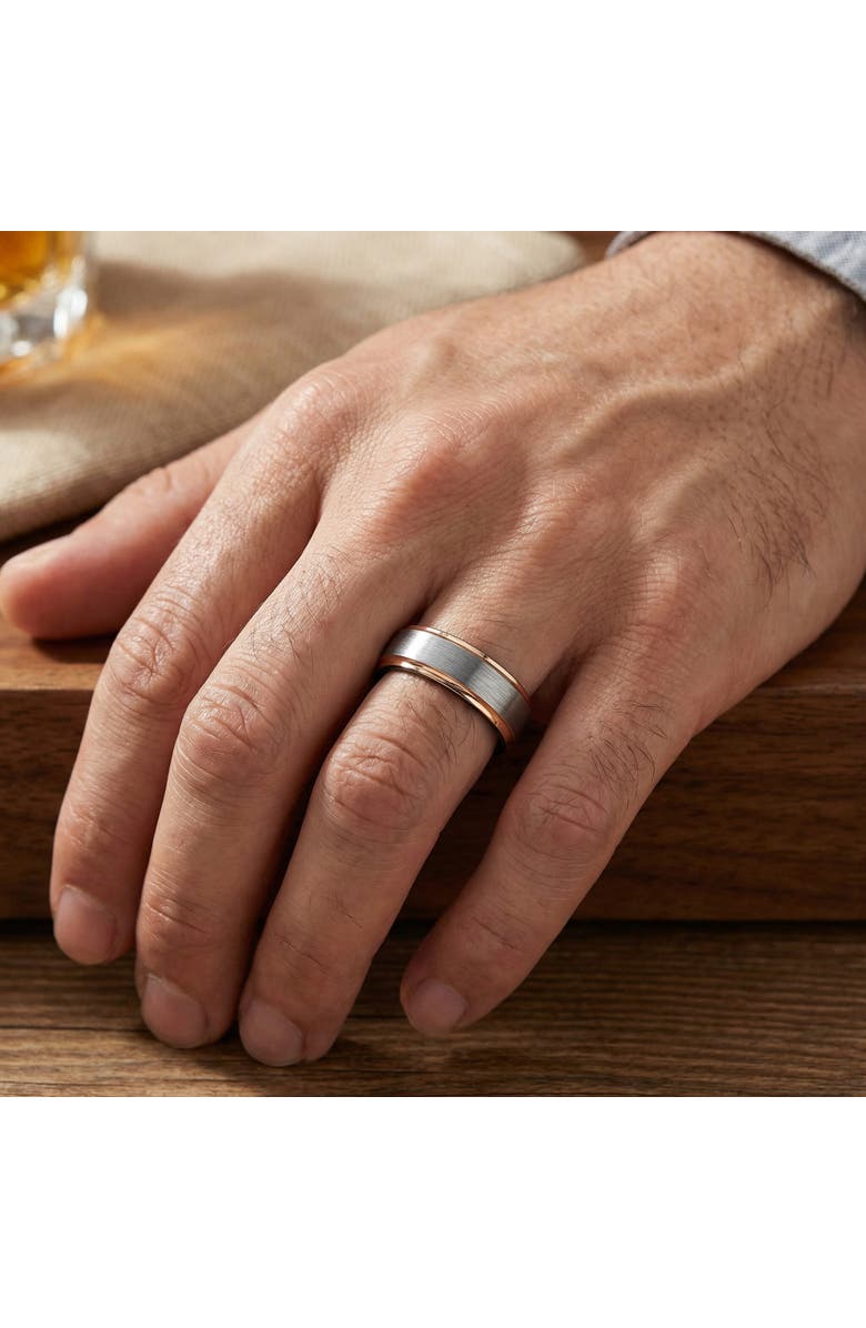 Bliss Diamond Men's Brushed Black Tungsten & Gold Plated Two Tone 6mm Ring Wedding Band, Alternate, color, Tungsten