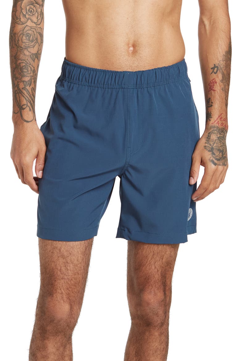Beach To Street Pull-On Swim Shorts, Main, color, DARK NAVY