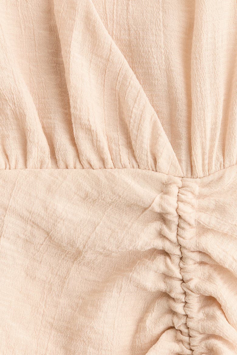 Drawstring-detail Balloon-sleeved Dress, Alternate, color, Light apricot