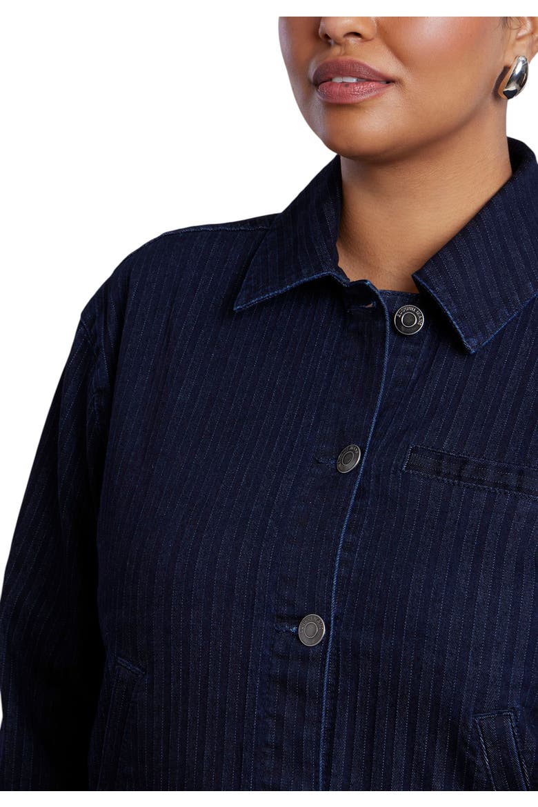 Striped Denim Trucker Jacket, Alternate, color, DARK WASH STRIPE