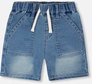 Deux par Deux French Terry Elastic Waist Drawstring Denim Shorts